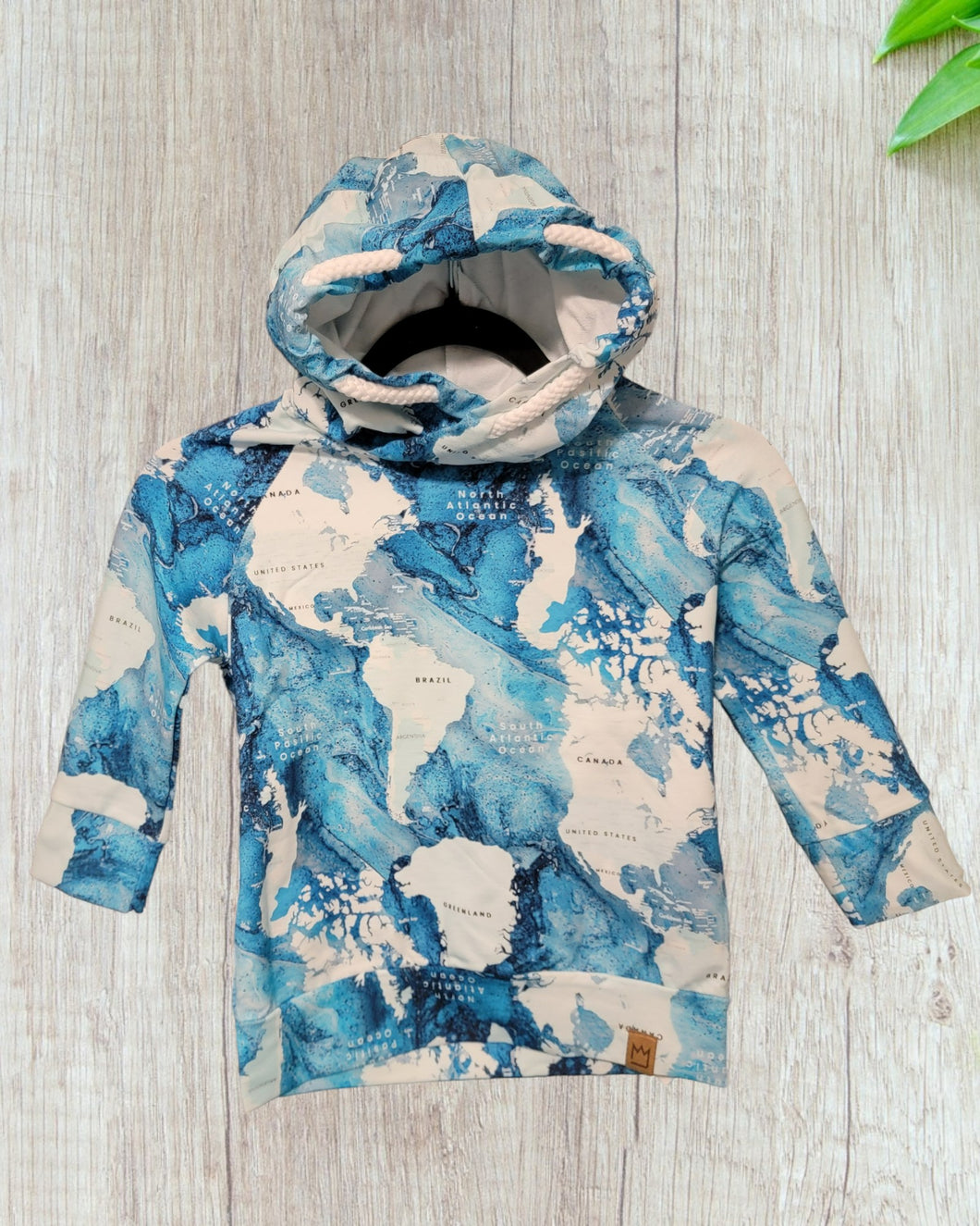 White and blue map hoodie