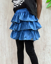 Load image into Gallery viewer, blue denim raffle skirt
