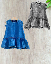 Load image into Gallery viewer, Black and Blue dress washed denim colors
